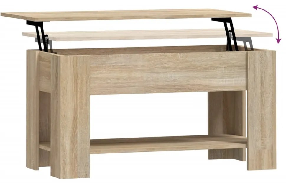 sonoma tölgy színű szerelt fa dohányzóasztal 101 x 49 x 52 cm