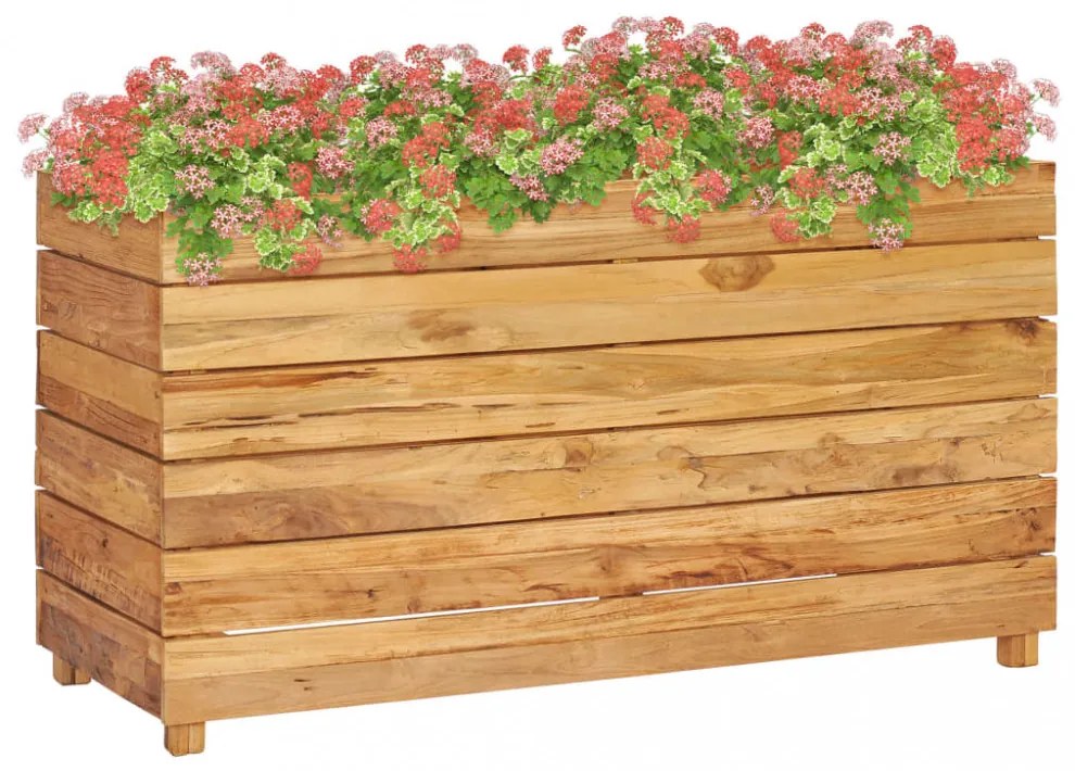 újrahasznosított tíkfa és acél magaságyás 100 x 40 x 55 cm