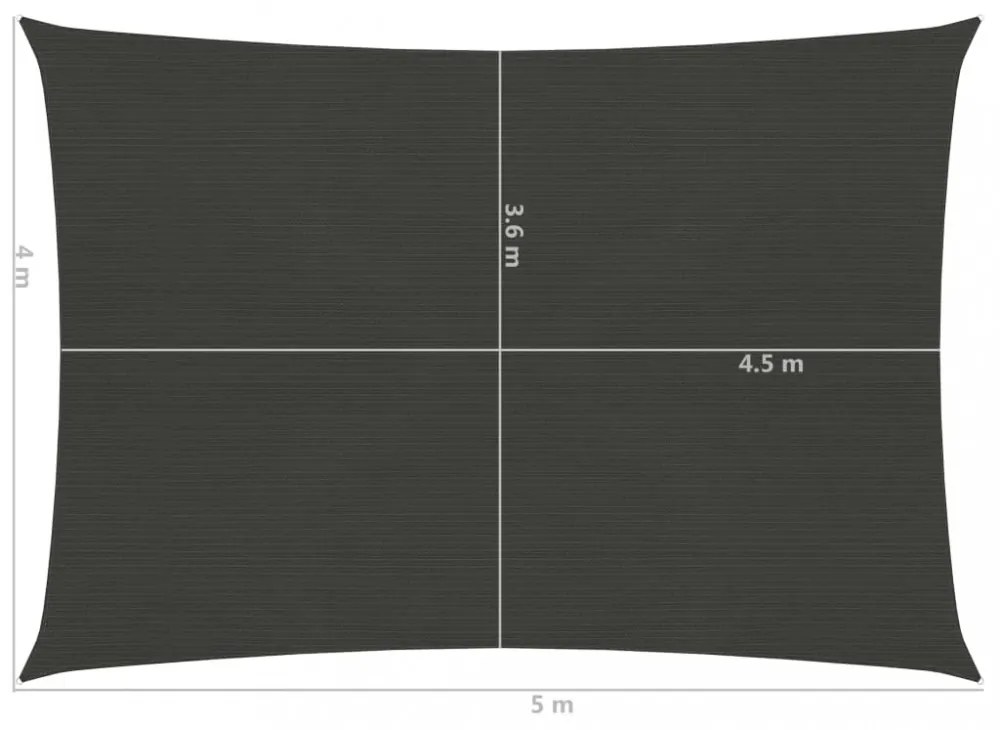 antracitszürke HDPE napvitorla 160 g/m² 4 x 5 m