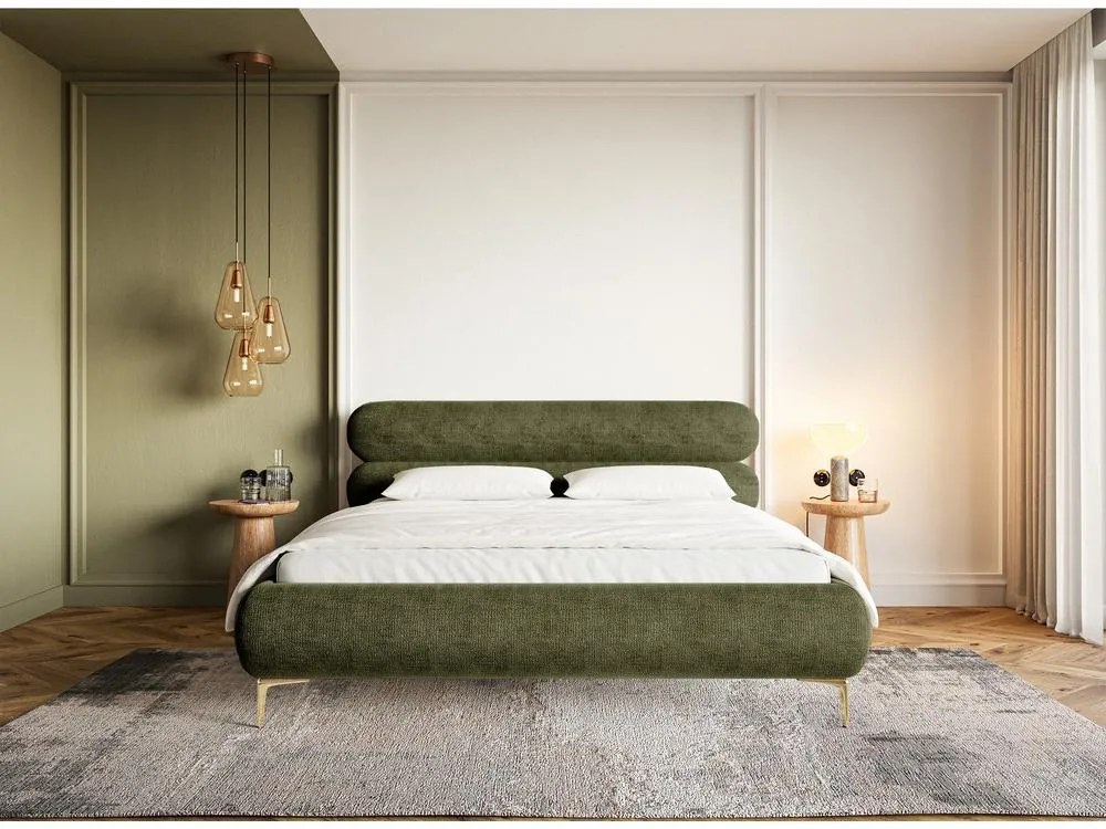 Franciaágy 180 cm Rirri 180B (ágyráccsal) (oliva + arany). 1099826