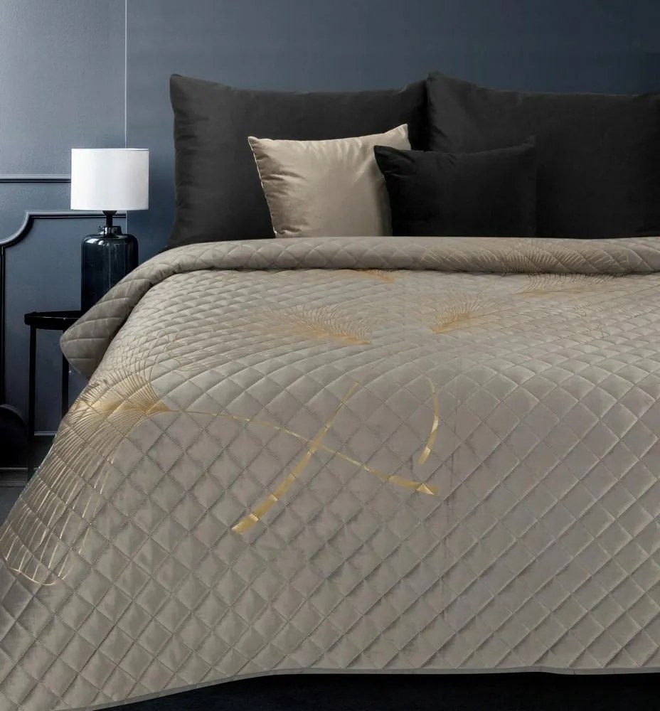 Dekoratív ágytakaró 170x210 ezüst arany velúr