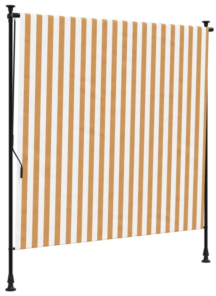 narancssárga és fehér szövet és acél kültéri roló 150 x 270 cm