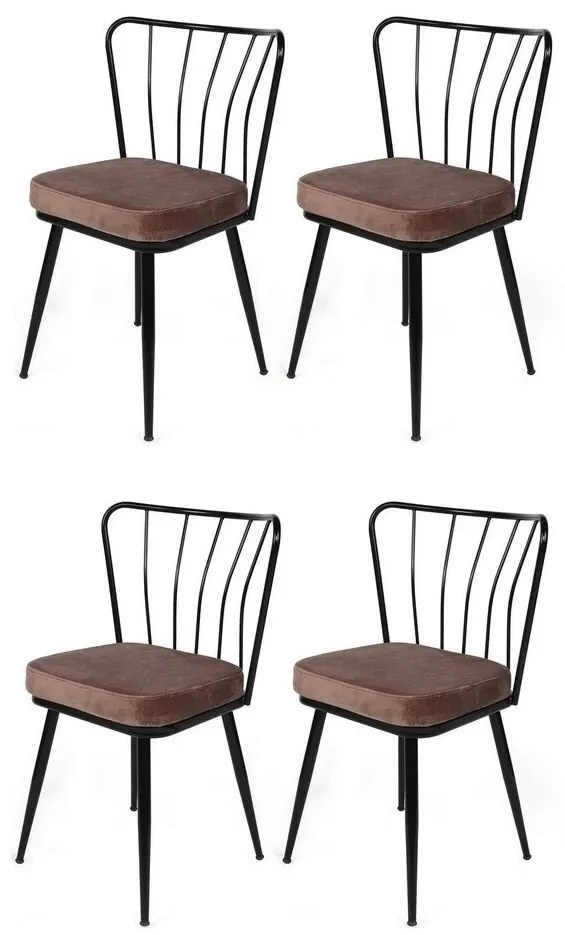 Yildiz Light Brown and Black étkezőszék szett, 4db, 4 db