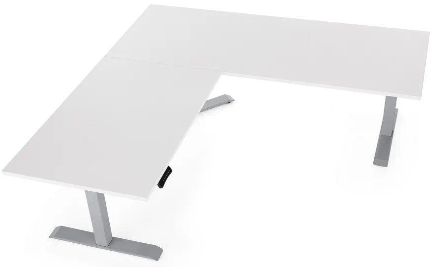 OfficeTech Angle állítható magasságú asztal, 180 + 120 cm, szürke alap, fehér