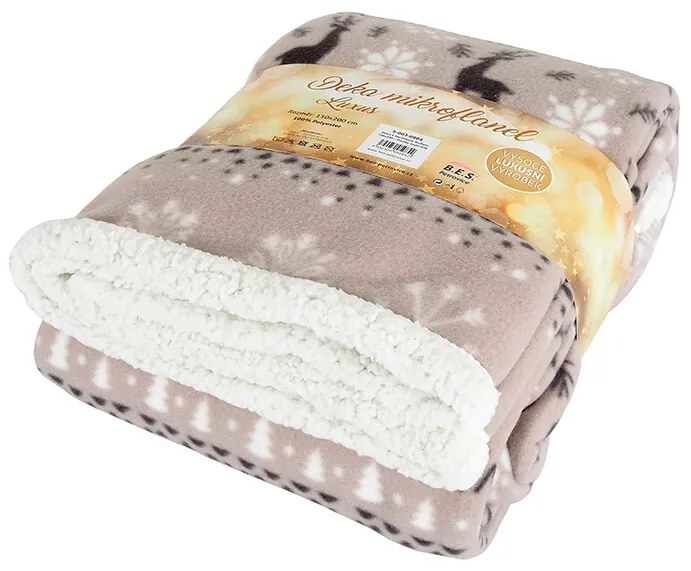 B.E.S. Petrovice Beránková takaró BuffaloHópelyhek szürke-fehér, 150 x 200 cm