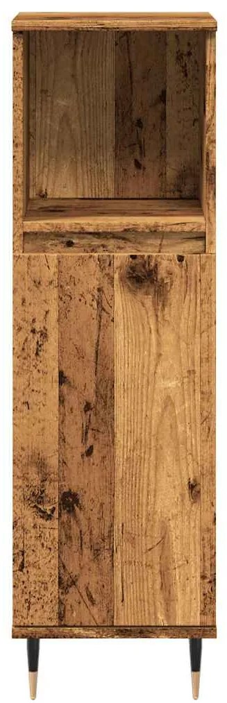 Antik fa színű szerelt fa fürdőszobaszekrény 30 x 30 x 100 cm