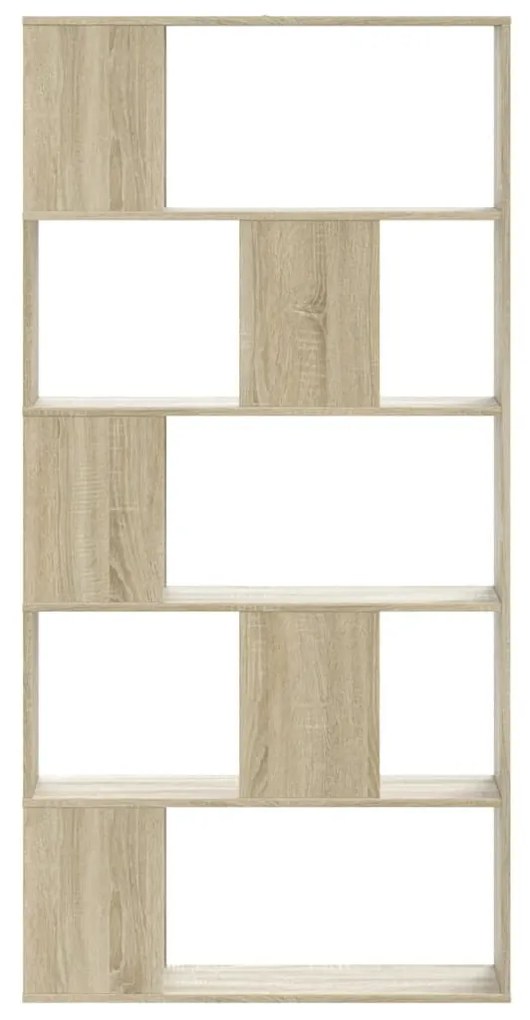 5 szintes sonoma tölgy színű fa könyvespolc 80,5x23,5x162,5 cm
