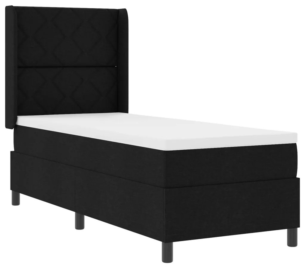 Boxspring Ágy Matrac és LED Fekete 90x190 cm Szövet