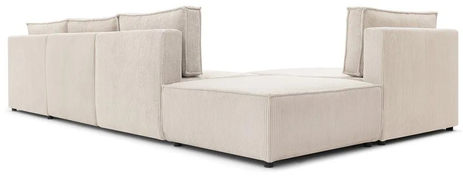 Krémszínű kordbársony sarokkanapé (variálható) Nihad modular – Bobochic Paris