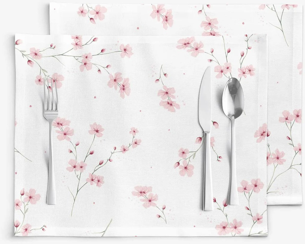 Goldea pamut reggeliző alátét - cseresznyevirágok - 2db 30 x 40 cm
