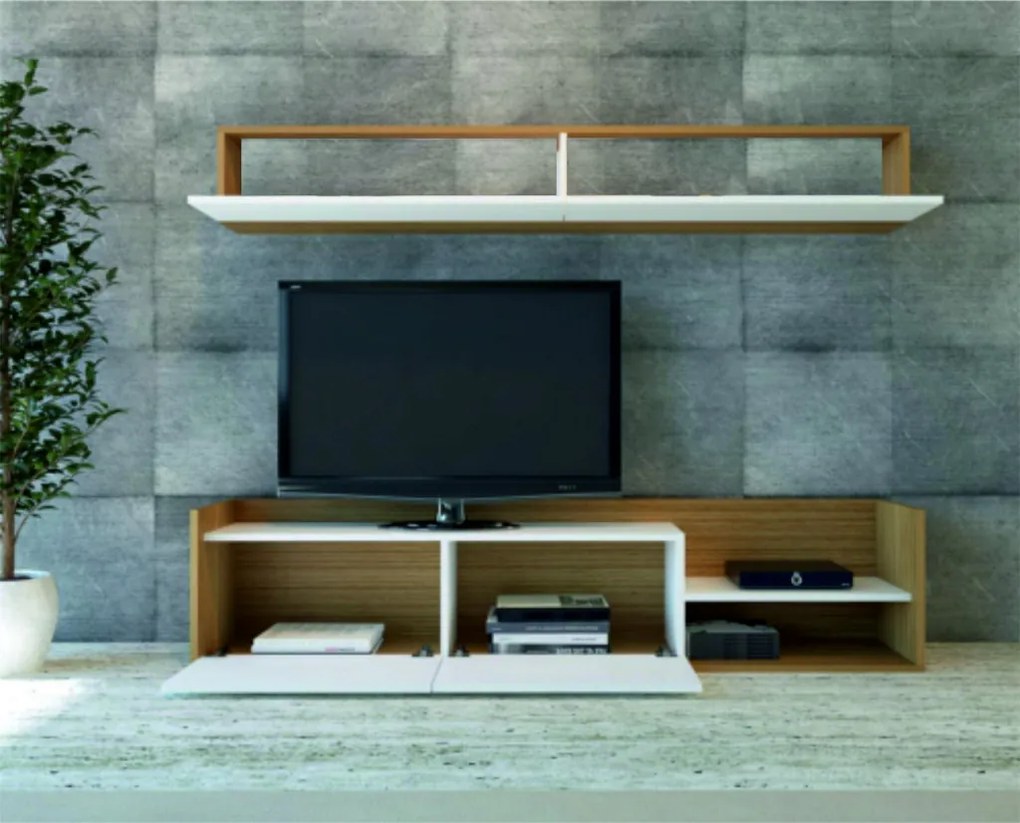 Kale TV-állvány, teak-fehér, 180 cm
