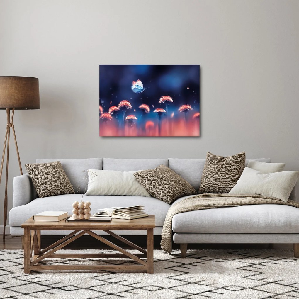 Pitypang képe kék pillangóval (70x50 cm)