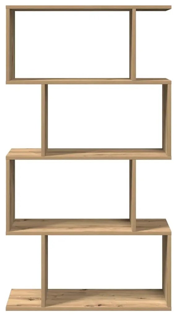 4 szintes kézműves tölgy fa elválasztó könyvespolc 70x24x129 cm