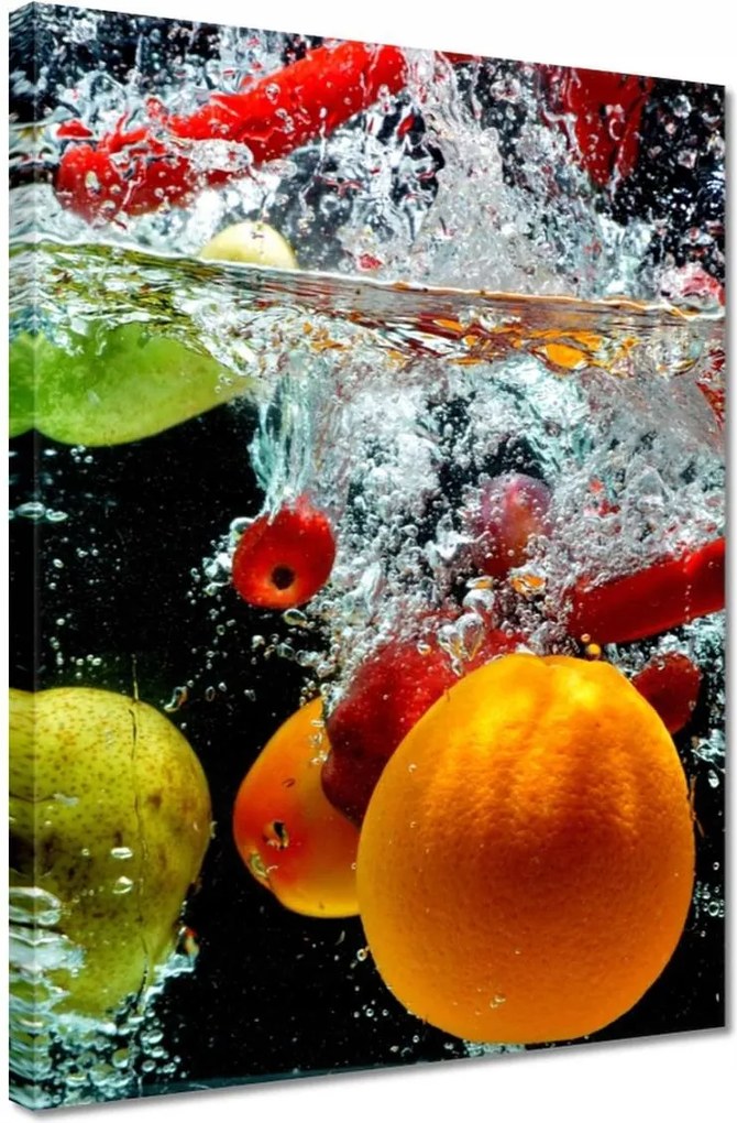Vászonkép 30x40 Gyümölcsök és zöldségek a vízben