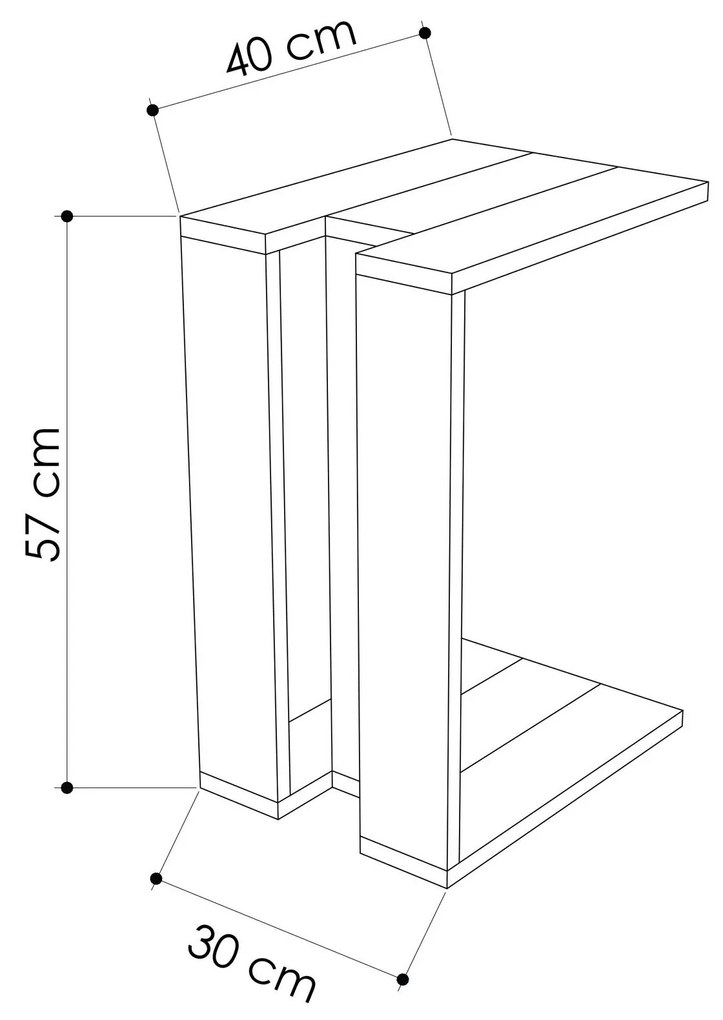 Kis asztal Muju - Oak, Anthracite, Oak