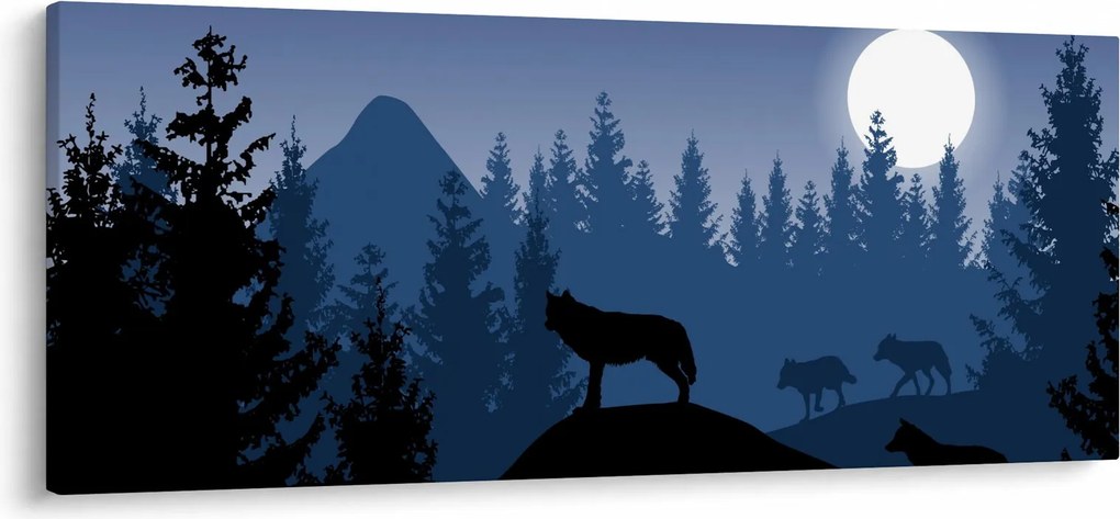 Kép - Egy farkasfalka teliholdkor (120x50 cm)