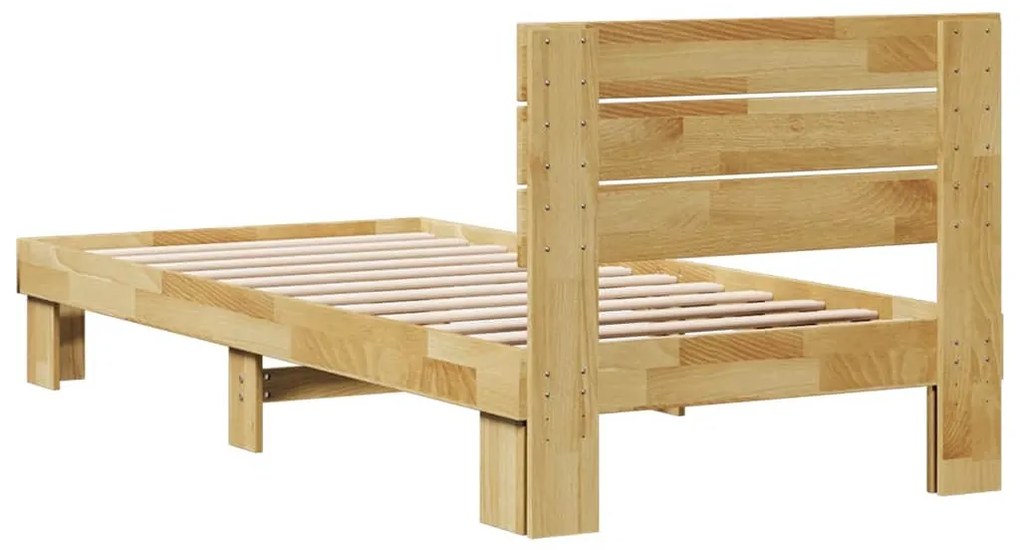 ágykeret fejtámlával matrac nélkül 80x200 cm tömör fa tölgyfa