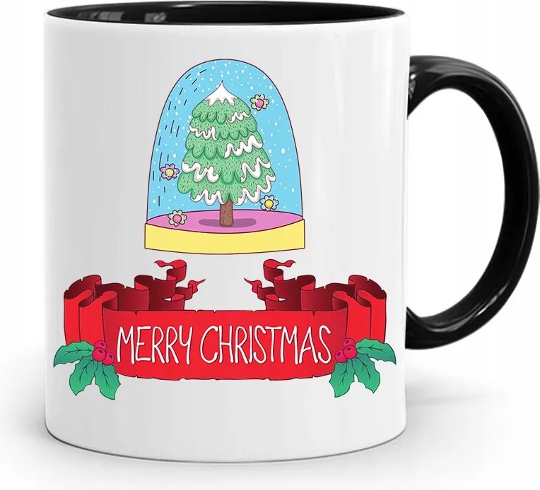 Fekete Karácsonyi Bögre Mikulásra, fényképes nyomtatással