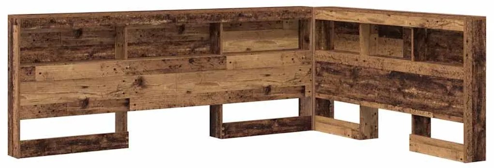 Tároló fejtámla polcokkal fejtámlával Régi fa 150 cm Faanyag