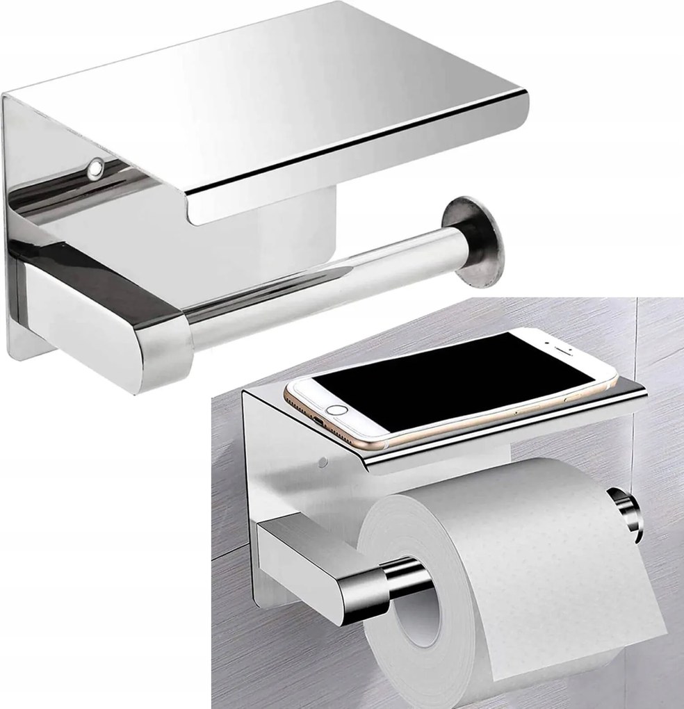 Wc-papír Tartó Állvány Akasztó Polccal Ezüst Wc Fürdőszoba