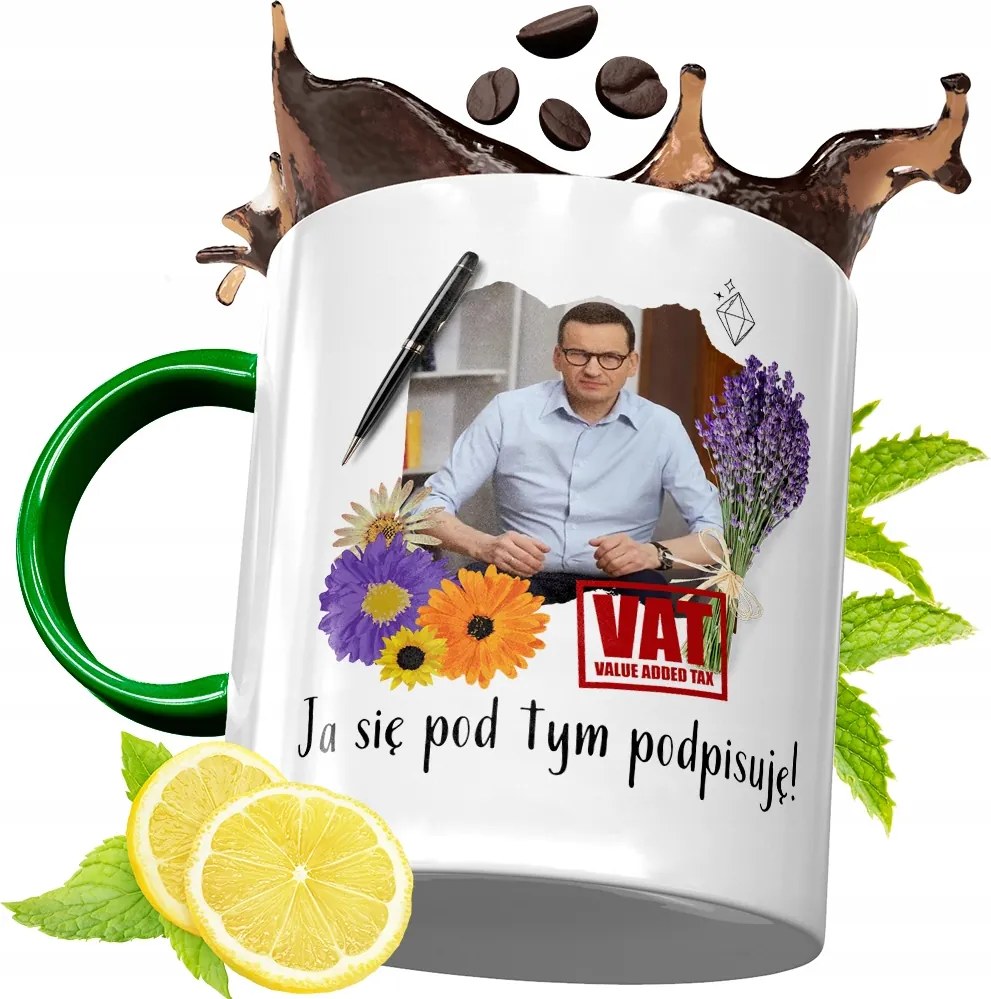 Máté Morawiecki Zöld Bögre Ajándék, fényképes nyomattal