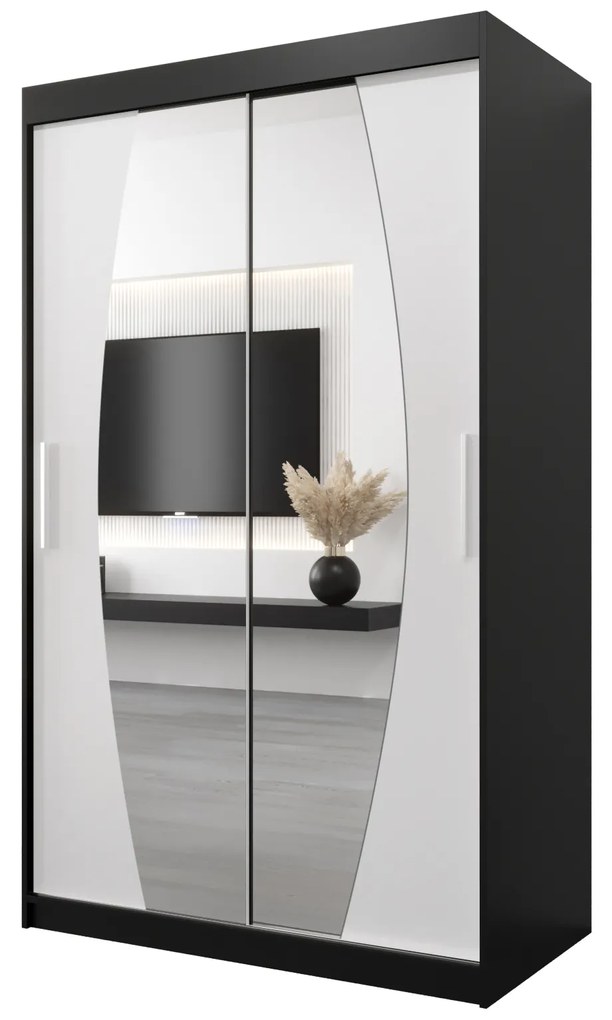 Ruhásszekrény 120 cm Eclipse (matt fekete + matt fehér). 1063389