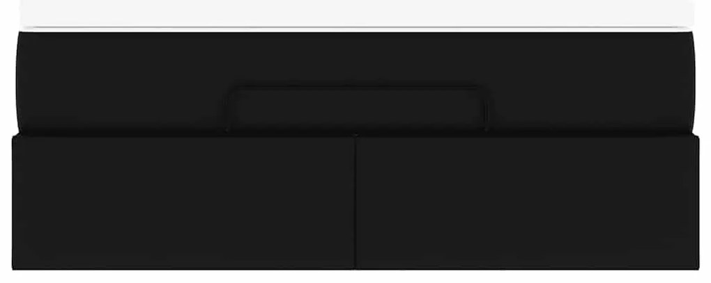 Ottomán ágykeret matraccal Fekete 120x200cm műbőrrel