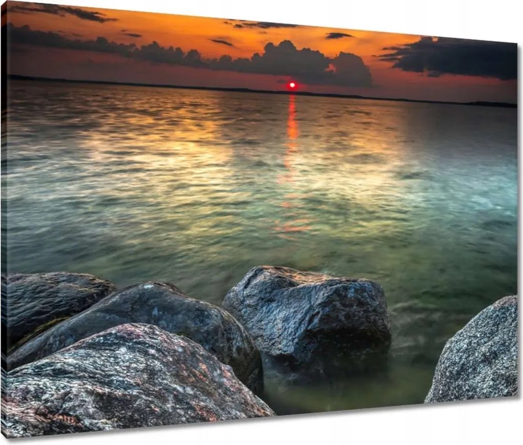 Vászonkép 80x60 Sziklák Tenger Nap
