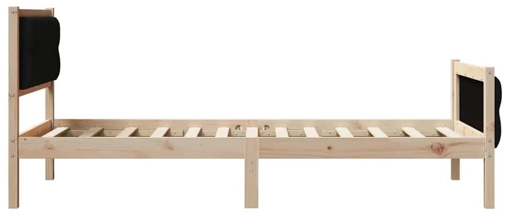 Ágykeret fejtámlával Fekete 90 x 200 cm Tömör fenyőfa