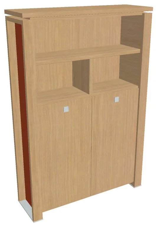 Verno+ S magas gardrób 140 x 46 x 210 cm, polccal, világos tölgy / narancs