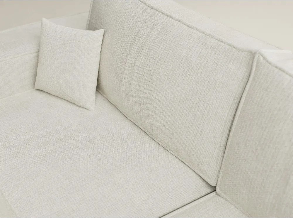 Krémszínű zsenília kinyitható-tárolóhelyes sarokkanapé (jobb oldali-L alakú) Tonga – Maison de Rêve