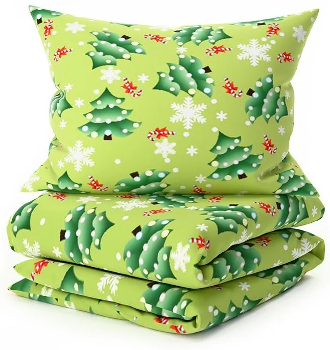 Mikroszálas flanel ágyneműhuzat CHRISTMAS TREE zöld Ágyneműhuzat mérete: 70 x 90 cm | 140 x 220 cm