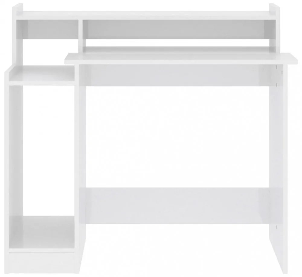 magasfényű fehér szerelt fa íróasztal LED-ekkel 97 x 45 x 90 cm