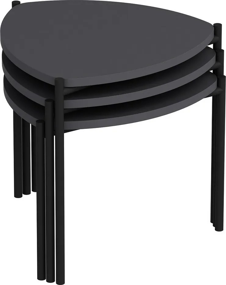 Lenny Anthracite tárolóasztal-készlet, 3 db