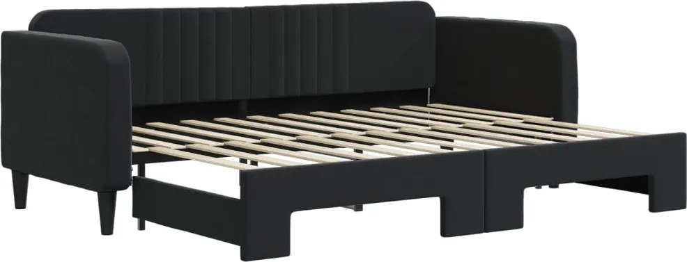 vidaXL fekete kihúzható bársony heverő 80 x 200 cm