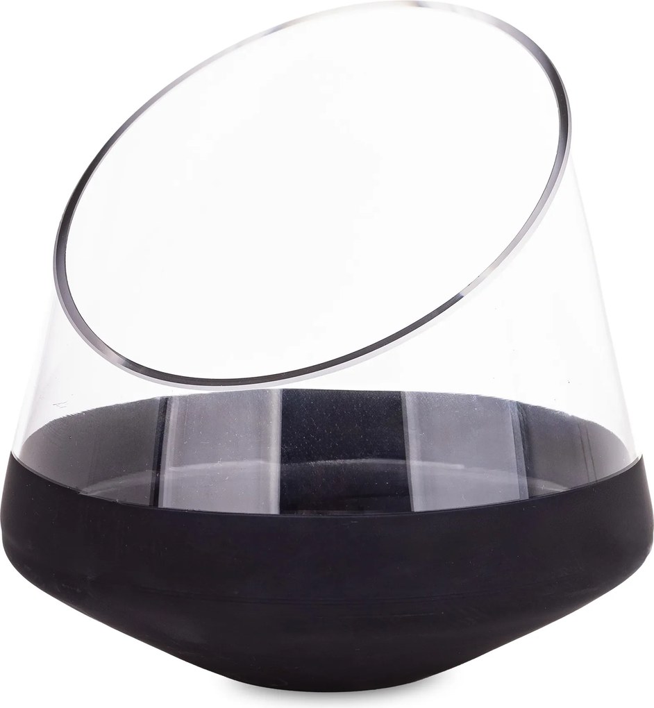 Virágváza Üveg Dekoráció Elegáns Szoba Fekete 19,5 CM