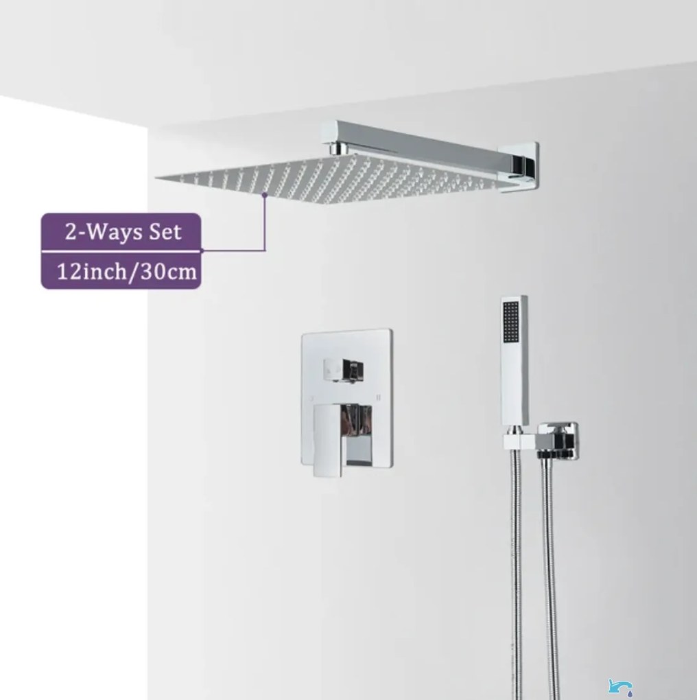 Zuhanypanel EYN PT04042 falba süllyesztett kivitelben, LED-világítással, többféle színváltozatban, például krómban és matt feketében — 30 cm — Nincs