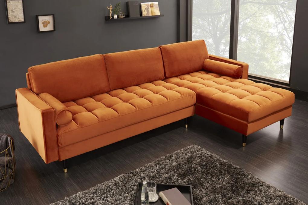 COZY VELVET design bársony kanapé - narancs