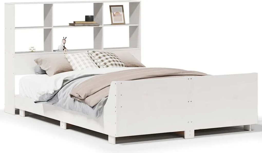 vidaXL fehér tömör fenyőfa ágy matrac nélkül 120 x 190 cm