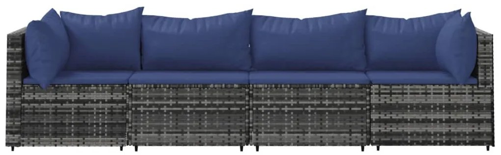 4 részes szürke polyrattan kerti ülőgarnitúra párnákkal