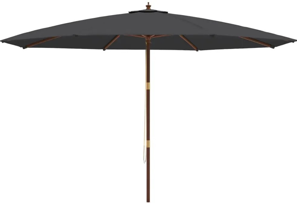 fekete kerti napernyő fa rúddal 400 x 273 cm