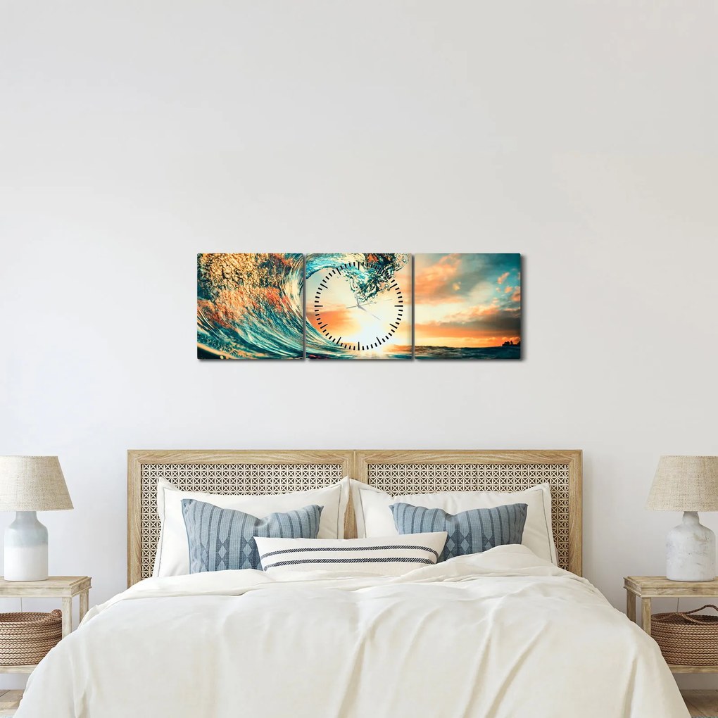 Kép - Hullám (órával) (90x30 cm)