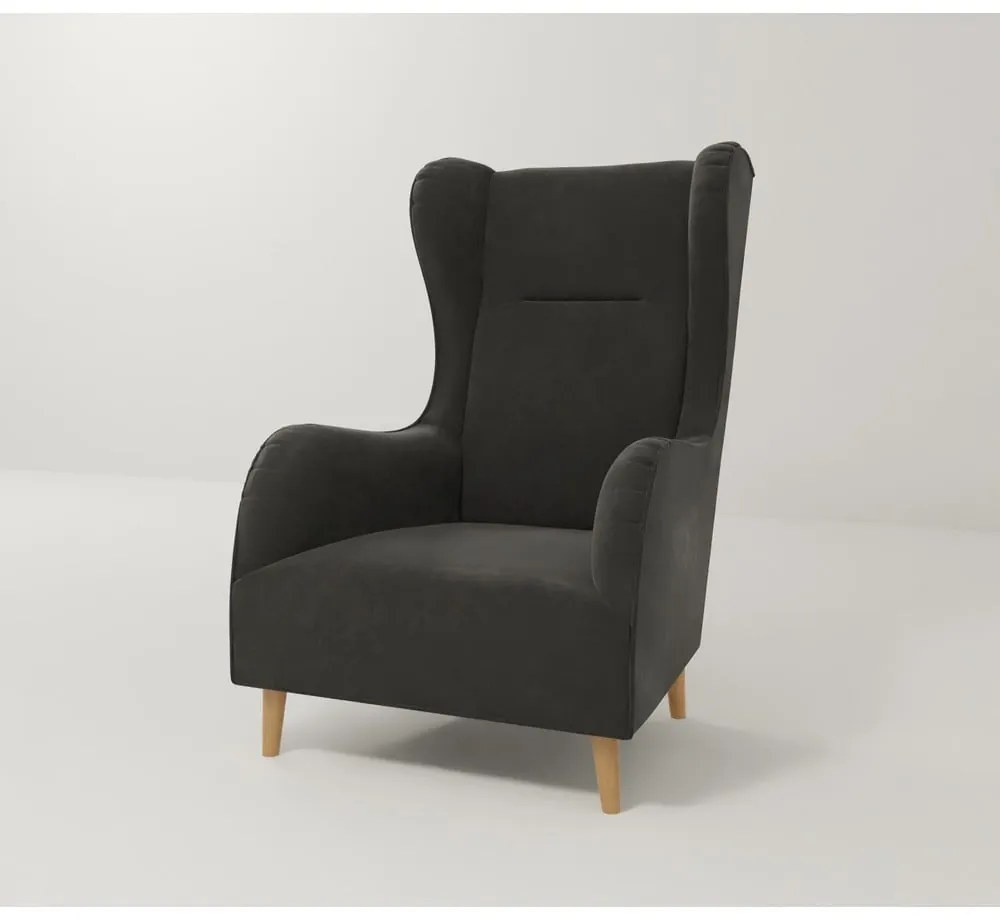 Sötétszürke bársony füles fotel Carole – Ropez