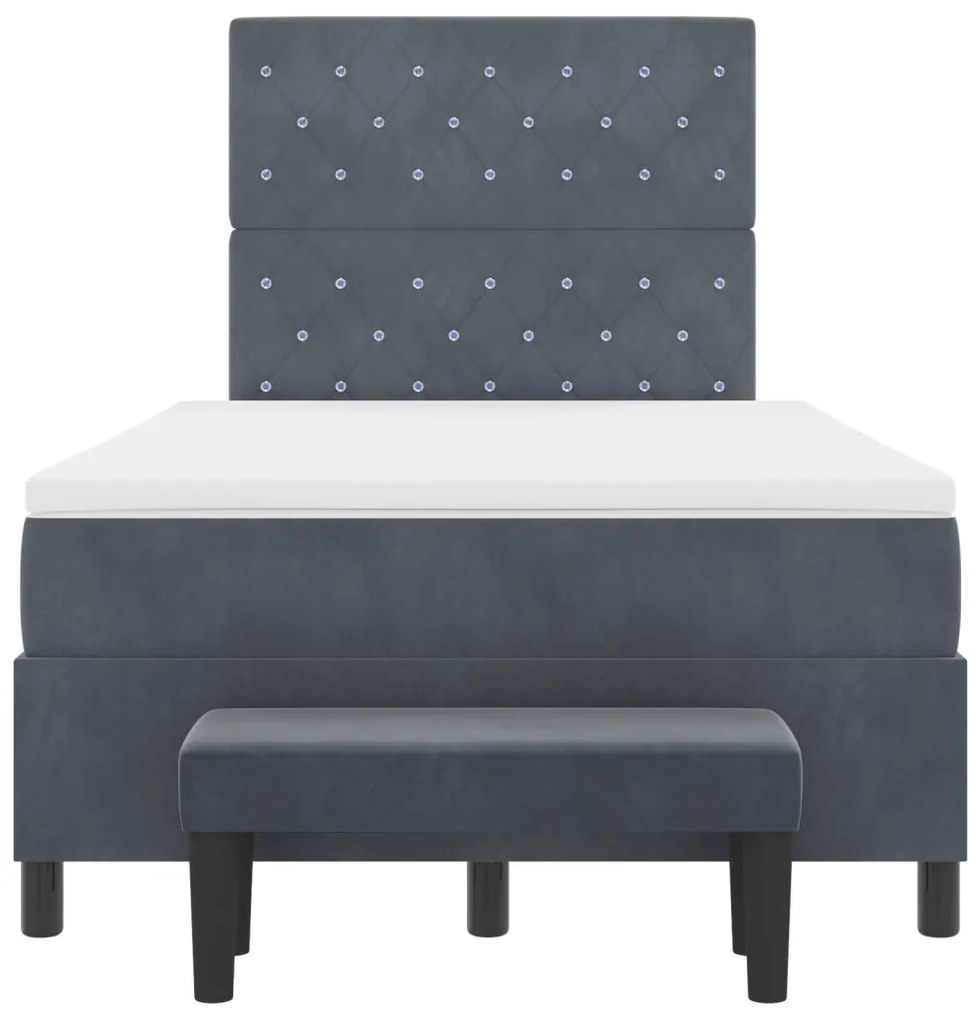 Box Spring Ágy Matraccal és Pad Dark Grey 120x190 cm Bársony