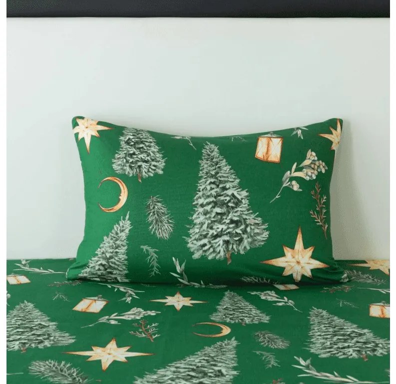 Mikroszálas párnahuzat GREEN CHRISTMAS 70x90 cm, zöld