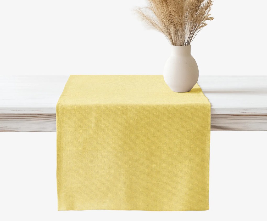 Goldea lenvászon keveréket tartalmazó asztali futó - sárga 50x120 cm