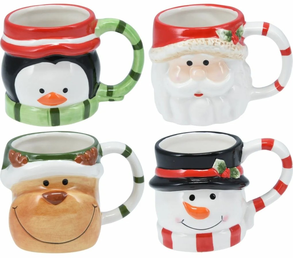 4 darab karácsonyi kerámia bögre szett 250–280 ml