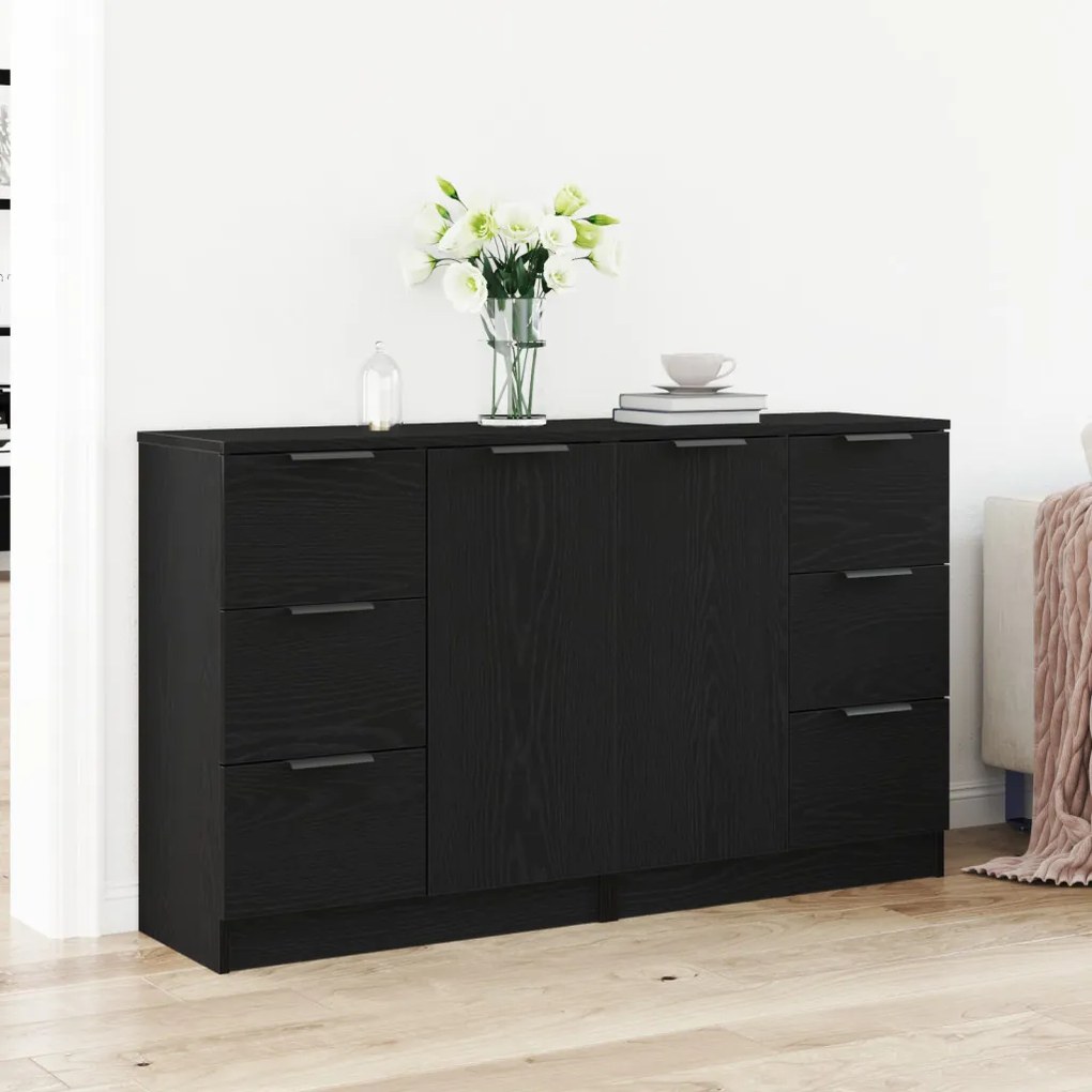 Pultok 2 db Fekete Ötcsokor 60x30x70 cm Mérnöki Fa