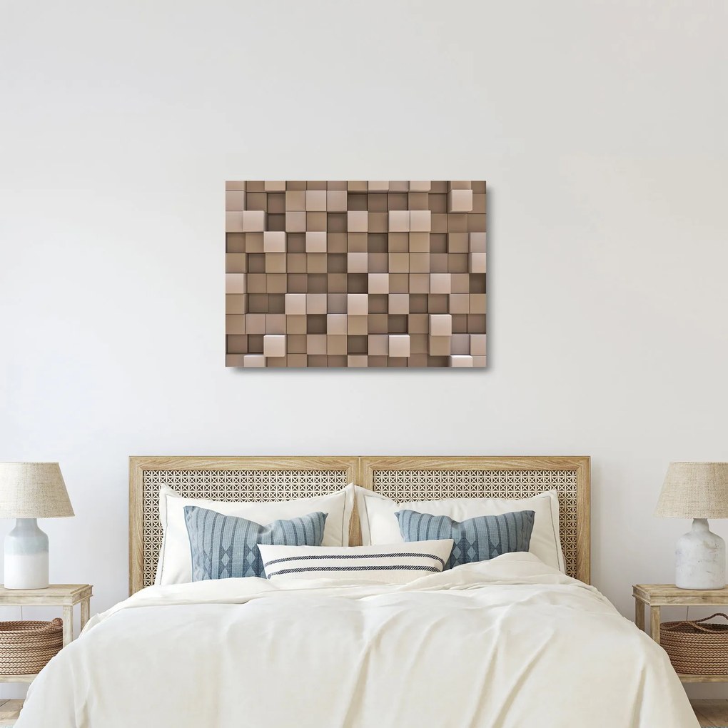 Kép - bézs kocka (üvegen) (70x50 cm)