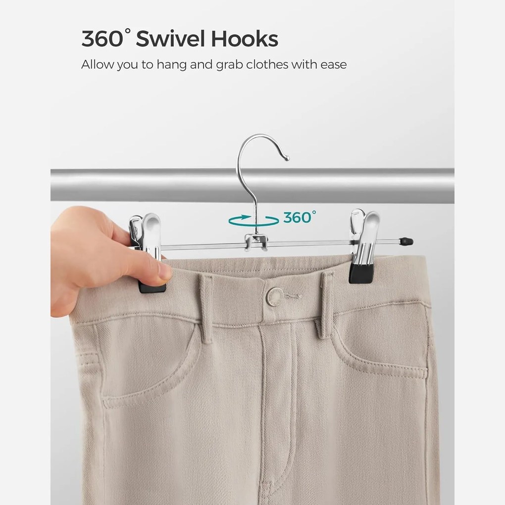 Fém nadrágfogasok 31 cm-es csúszásgátló ruhaakasztók, 20 darabos csomag